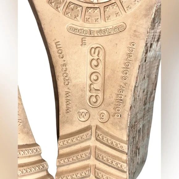 Crocs | A-Leigh Linen Slingback Cork Wrap Wedge Sandal Size 9 - Picture 7 of 7